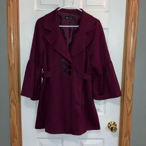 Maroon jacket with bell sleeves